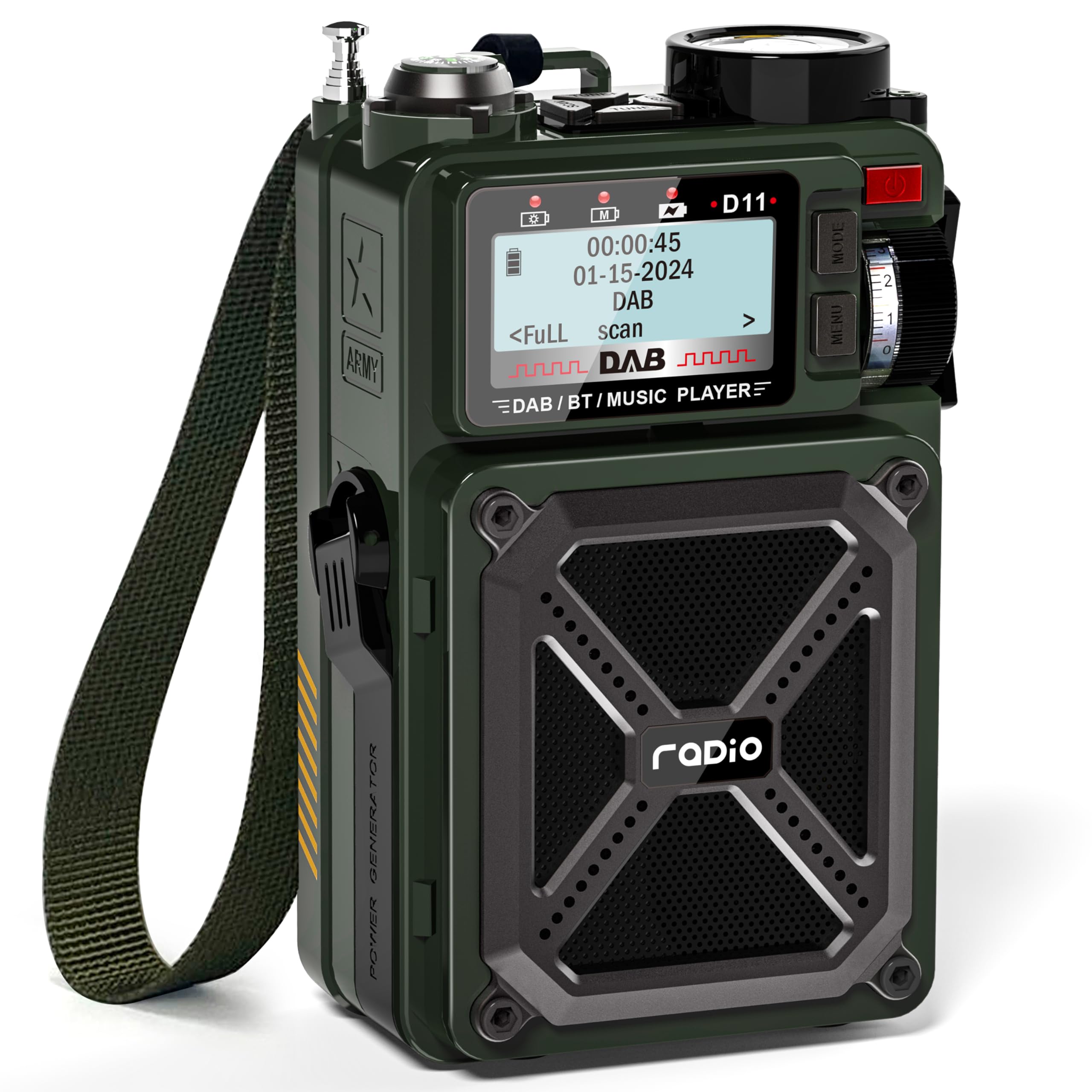 Greadio Portable DAB/DAB+/FM Solar Radio with Bluetooth 5.3, Flashlight ...