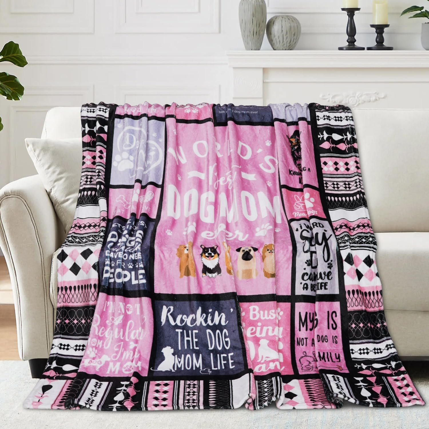 IQOPPEDR Coperta in pile super morbida per cani con barboncino, regalo per donne e ragazze, regalo per amanti dei cani, regalo per mamma e cane, 127 x 152,4 cm