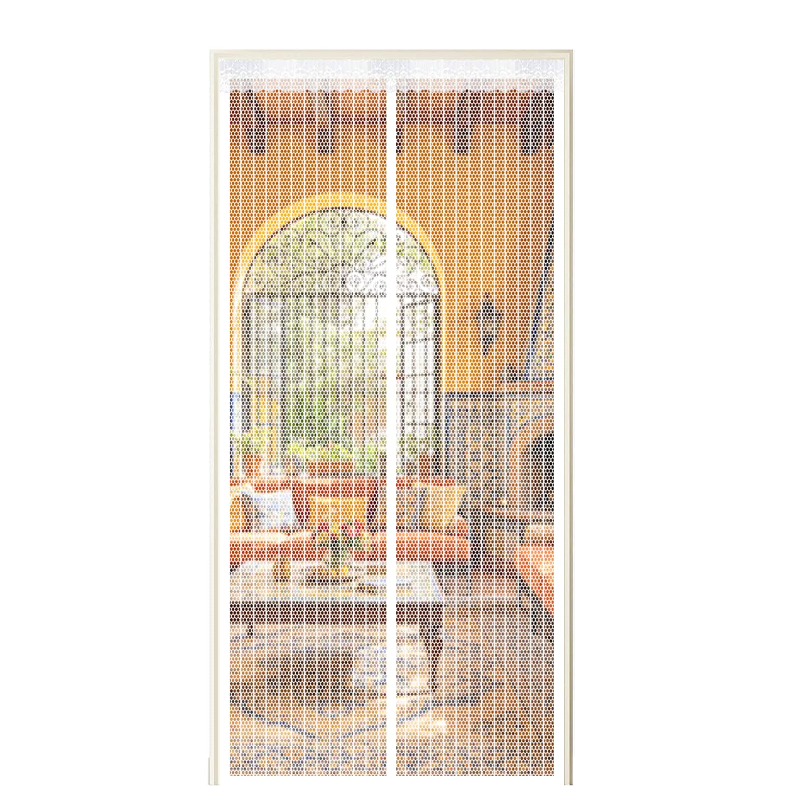 Xuehmin White Fly Screen Door 115 X 265 Cm Self Sealing Powerful Magnets Screen Door Fly With Powerful Magnets & Full Frame Magic Tape Suitable For Patio Doors Balcony Bedroom,