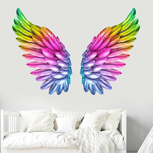 Miniatura 1 de waldo WM331 - Vinilo decorativo de pared con alas coloridas (30 x 20 pulgadas de alto) - WM331 - Vinilo de pared de alas extraíbles, calcomanía