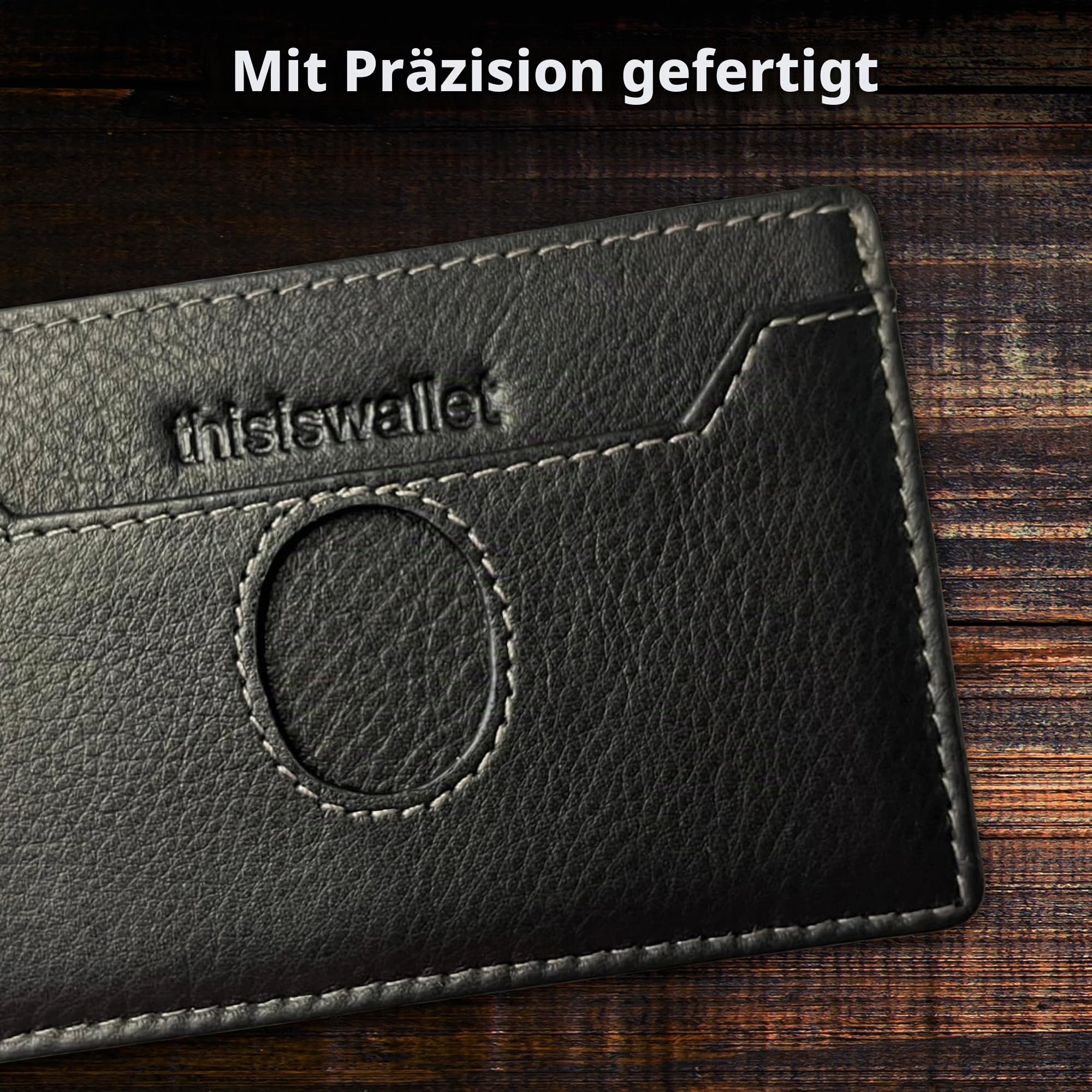 Minimalistische Geldbörse für 2 Karten für Damen & Herren – Echtes Leder Ultra Dünn Schwarz Kreditkartenetui – Kompatibel mit American Express Platinum