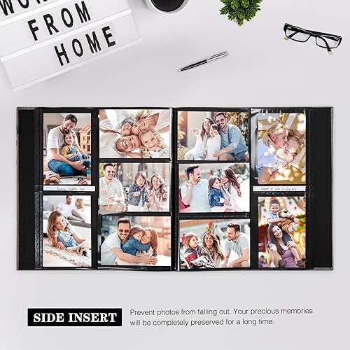 Miniatura 9 de Mublalbum Álbum de fotos pequeño de 4 x 6 pulgadas, 200 fotos, cubierta de lino, libro de fotos con 200 bolsillos horizontales para boda, familia,