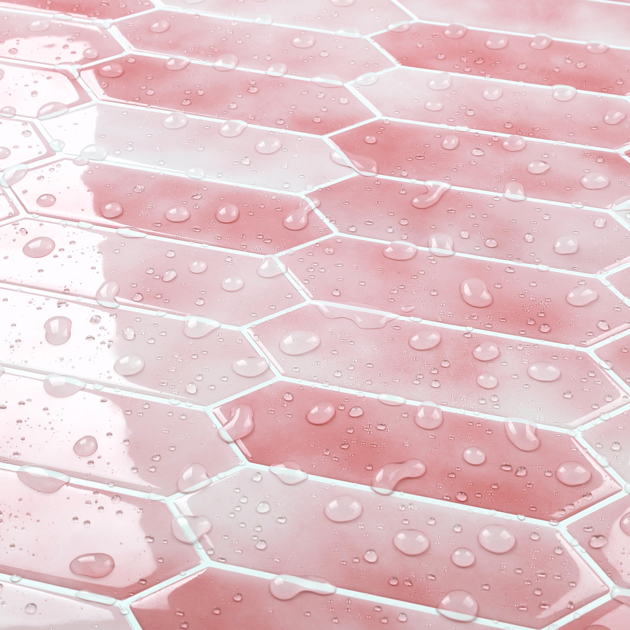 FunStick 30×30CM 30 Baldosas Adhesivas Cocina Paredes Azulejos Adhesivos Baño Rosa Impermeable Azulejo Adhesivo 3D Losetas Adhesivas Cocina Lavadero Vinilo Adhesivo Pared Rosa Azulejos Adhesivos Pared