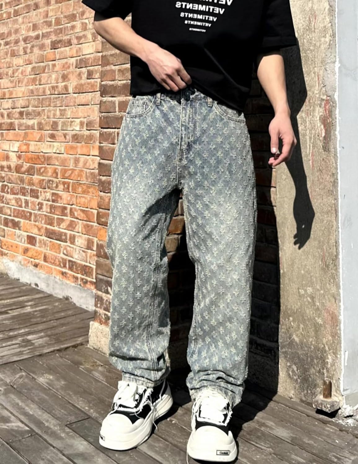 Men Ripped Jeans Y2K Baggy Distressed Skater Jeans Hip Hop Pants Loose Fit Denim Pants Streetwear - Image 2