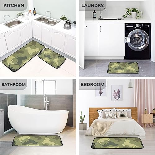 Miniatura 5 de Kitchen Mats for Floor 2 Piece Set Dog Camo Print, Anti Skid Cushioned Water Absorbent Kitchen Rugs Door Mat Floor Mats for Kitchen Sink