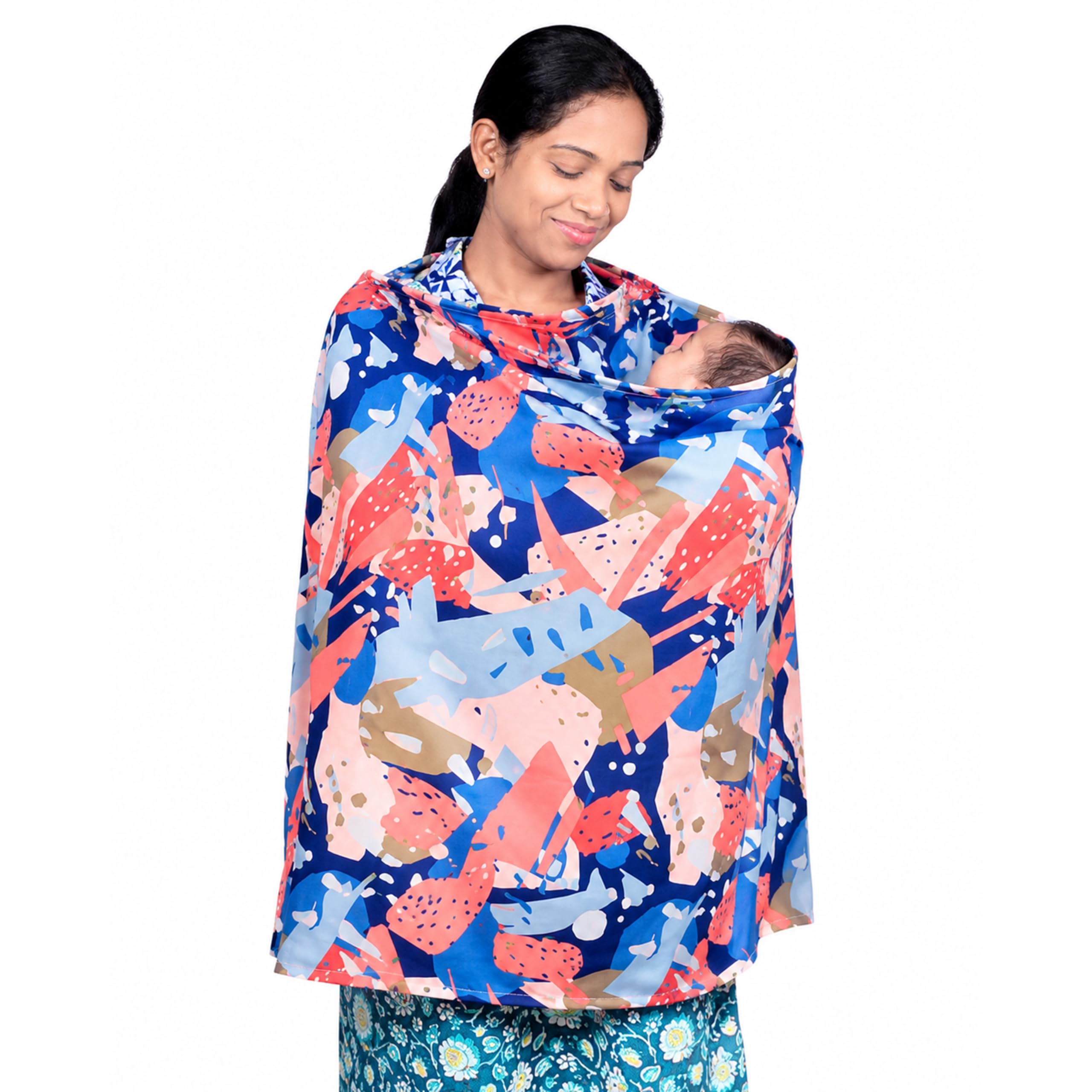 MOM CARE Cotton Nursing Cover for Breastfeeding,Feeding Apron for Mom Maternity Cover for Multipurpose use- Red Multicolor-image-34