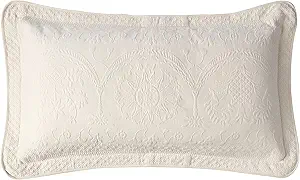 King Charles Modern Farmhouse Floral Matelasse Decorative Pillowcase, 100% Cotton Breathable Bedding, King Sham (20" x 36"), Ivory