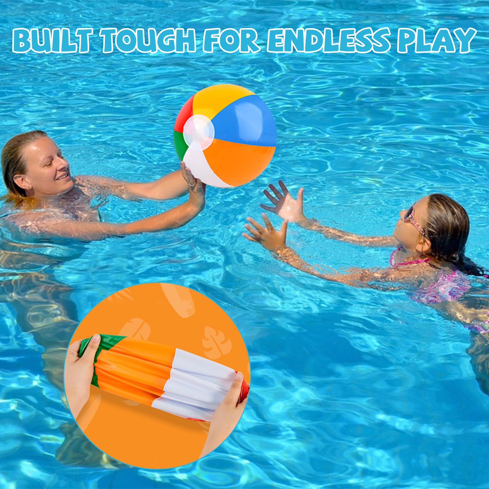 Ballon De Plage Gonflable 40cm Rayures Multicolores - Ballon Piscine Et Activités Extérieures Pour Adultes Et Enfants