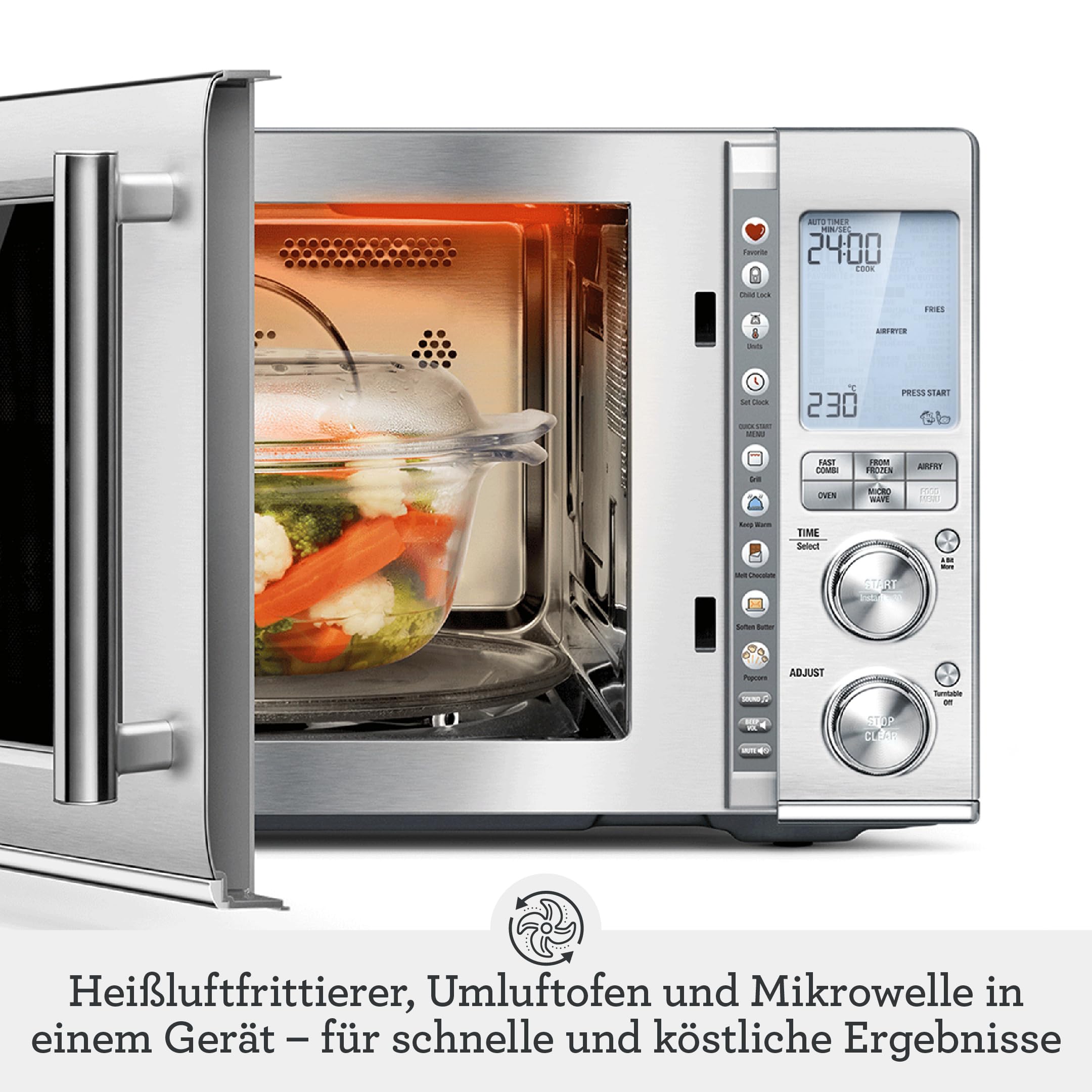 Sage Combi Wave 3 in 1 Heißluftfritteuse Konvektionsofen Mikrowelle Gebürsteter Edelstahl