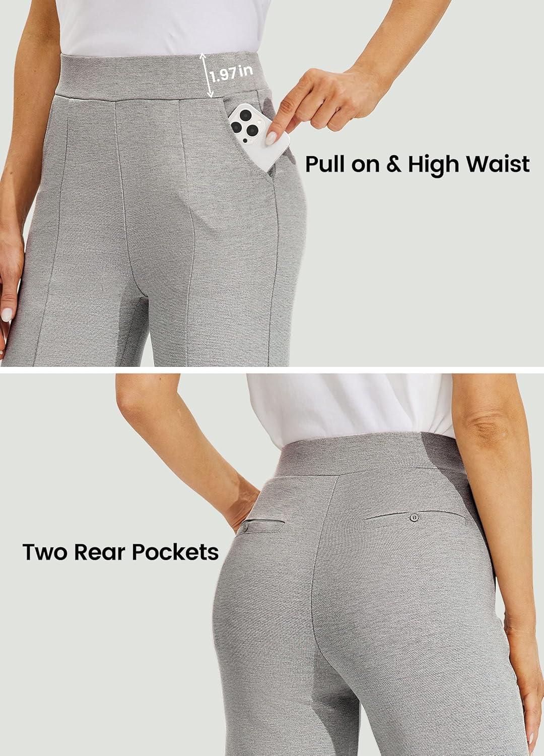 Willit Women's Capri Pants Dress Yoga Pants Wide Leg Business Casual Capris Work Slacks Stretch High Waisted 21" - Image 6