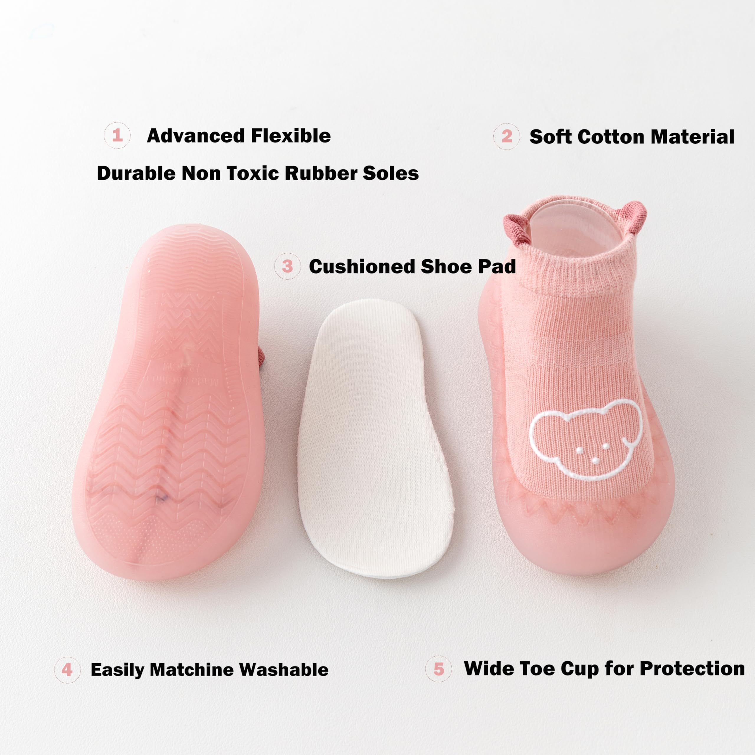Rutschfeste Socken für Kleinkinder, Jungen, Mädchen, Gummisohle, für den Innenbereich, zum ersten Gehen