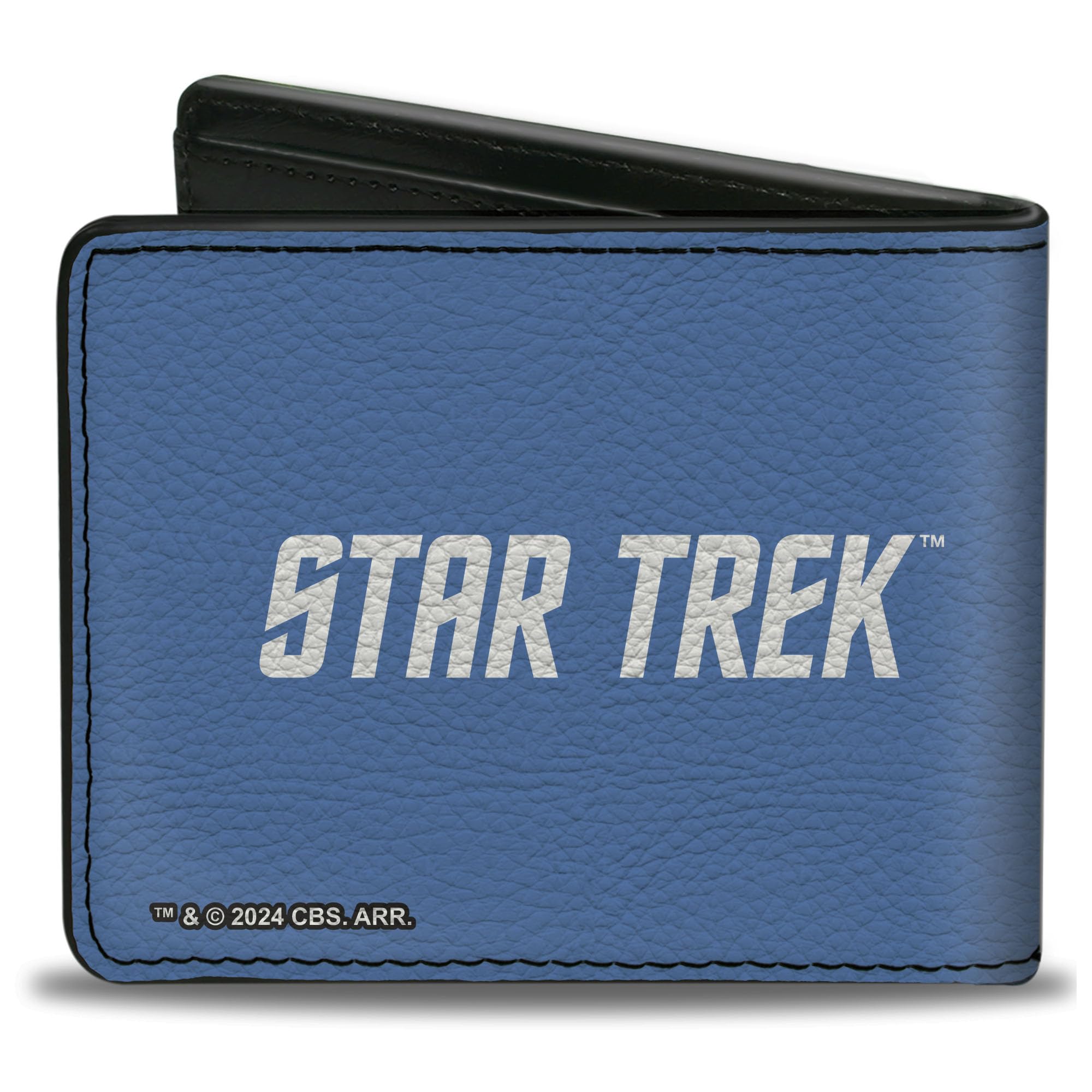 Paramount Network Bifold Wallet with Standard Billfold and Card Slots, Classic Star Trek Starfleet Sciences Insignia Logo Blue YellowQ, Vegan Leather