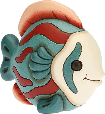 THUN - Soprammobile a Forma di Pesce Disco - Accessori per la Casa da Collezionare - Linea Surfing Sydney - Formato Medio - Ceramica - 18 x 9,8 x 15,5 h cm