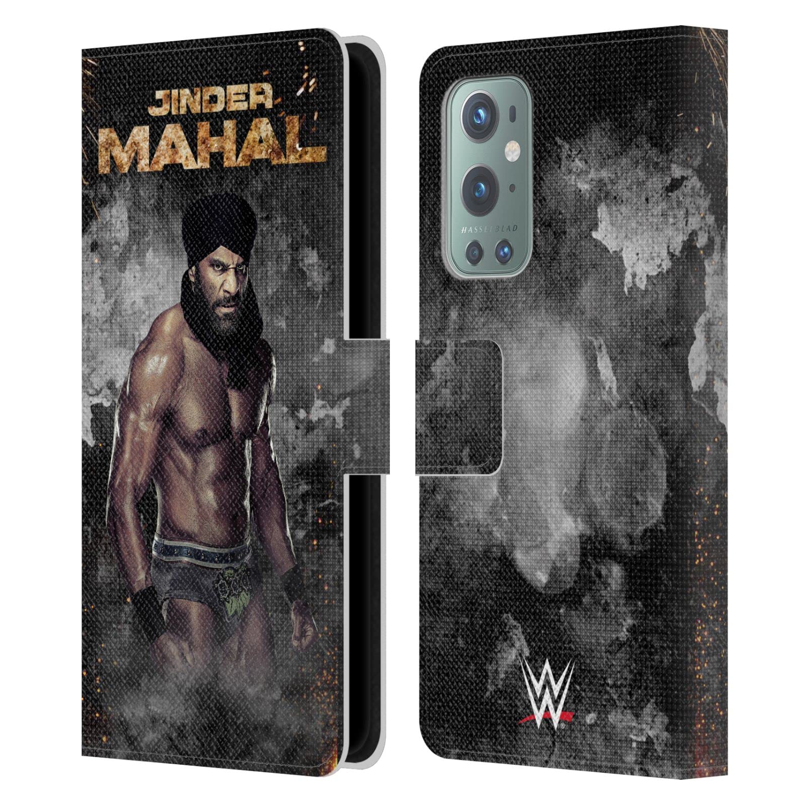 Head Case DesignsOfficially Licensed WWE LED Image Jinder Mahal Leather Book Wallet Case Cover Compatible With OnePlus 9