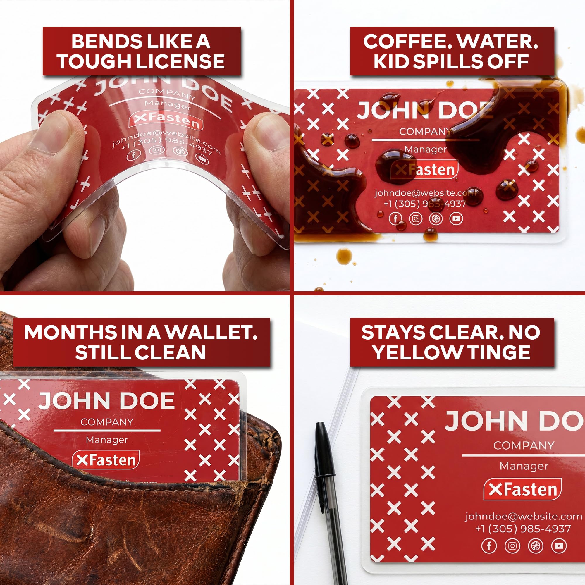 xfasten con cierre autoadhesivo fundas para plastificar tarjeta de visita tamaño, 9.5 mil y duro funda de tarjetas de visita, 4 "x 3 (Pack de 25)