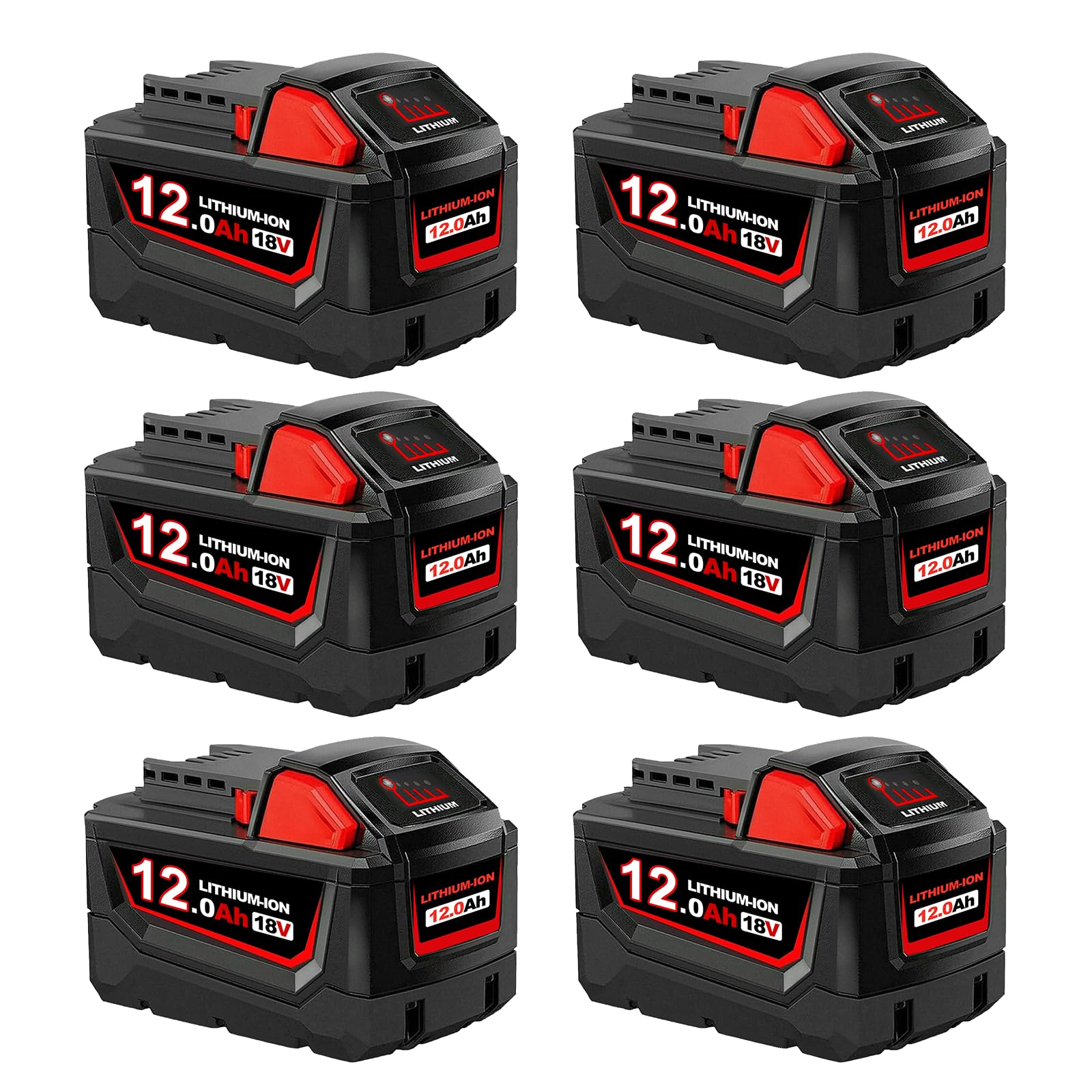 2×12000mAh 18V Ersatzakku für Milwaukee Akku 18V Kompatibel mit Milwaukee M-18 Akku 48-11-1840 48-11-1828 48-11-1820 48-11-1815 48-11-1850 mit LED-Ladeanzeige