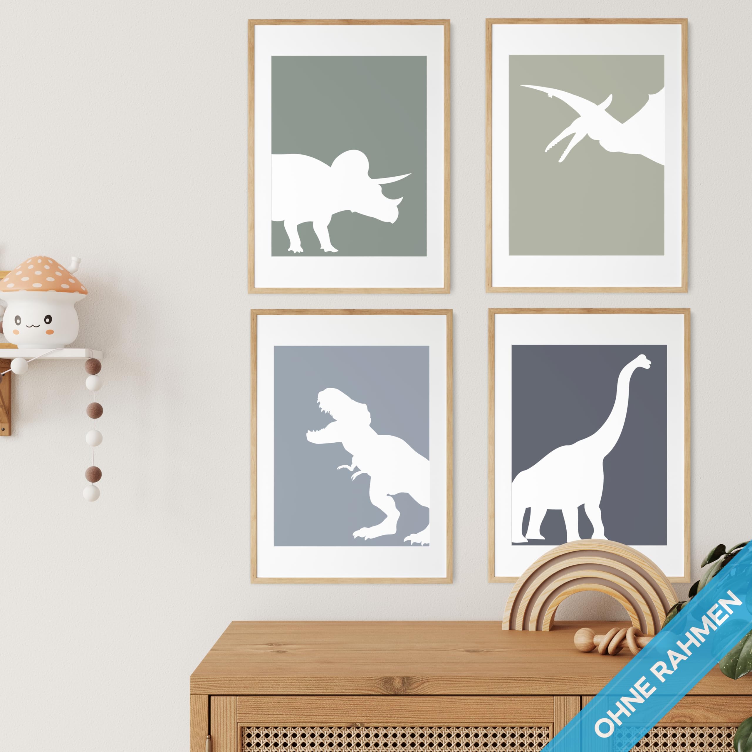 Kinderbilder Mit Holzrahmen 3er Set A4 - Wandbilder Für Kinderzimmer Deko