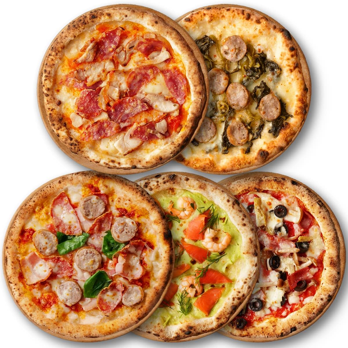 Amazon 具沢山!食事系ピッツァセット5枚 (サラミとチキンのピリ辛ピッツァ お肉屋さんのアラビアータ 他3種) ピザ