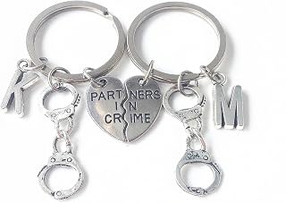 partners in crime keychain,bff keychain,best friend keychain