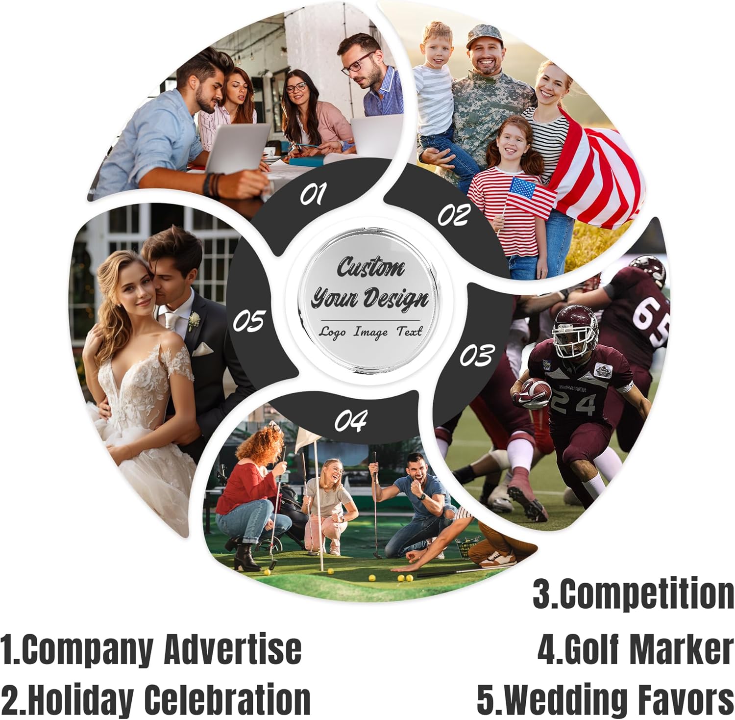 10 Custom Challenge Coins, Personalized Commemorative Coins with Logo, Customized Memorial Gifts for Company Military Family Anniversary Wedding Couple Pocket Hug Tokens Decision Coins