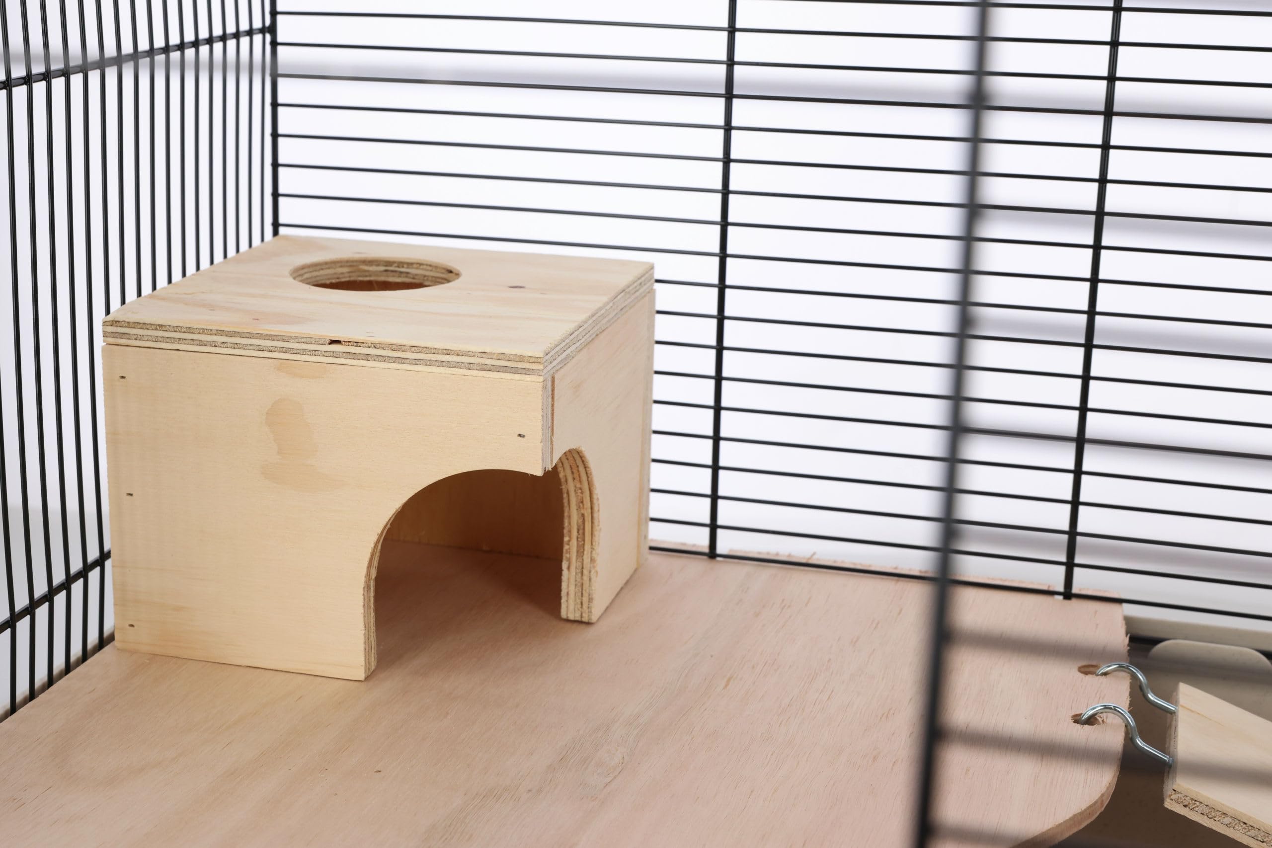 Kerbl Pet Jaula para roedores Gabbia Hamster 102, beige, 100x53x55cm, de plástico y malla metálica, para hámsteres, cobayas y ratones, con caseta de madera y comederos
