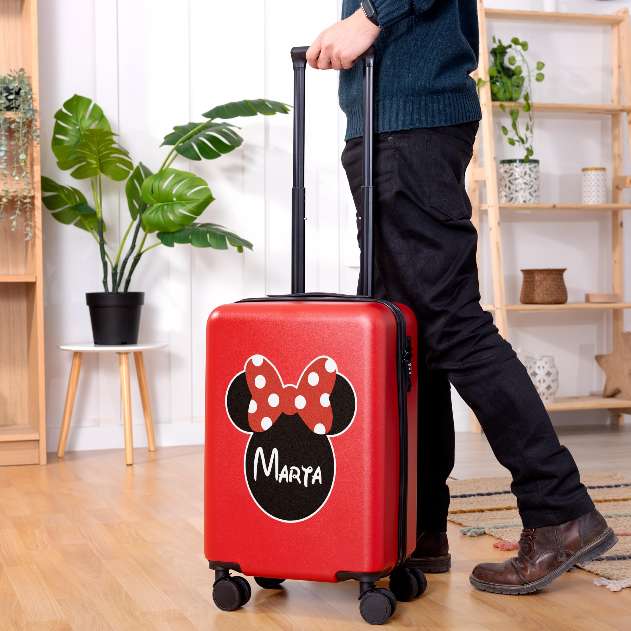 Maleta de Cabina Personalizada con Nombre | Equipaje de Mano 55 x 35 x 20 cm con 4 Ruedas Giratorias | Trolley Rígido ABS para Viajes, Vacaciones y Escapadas