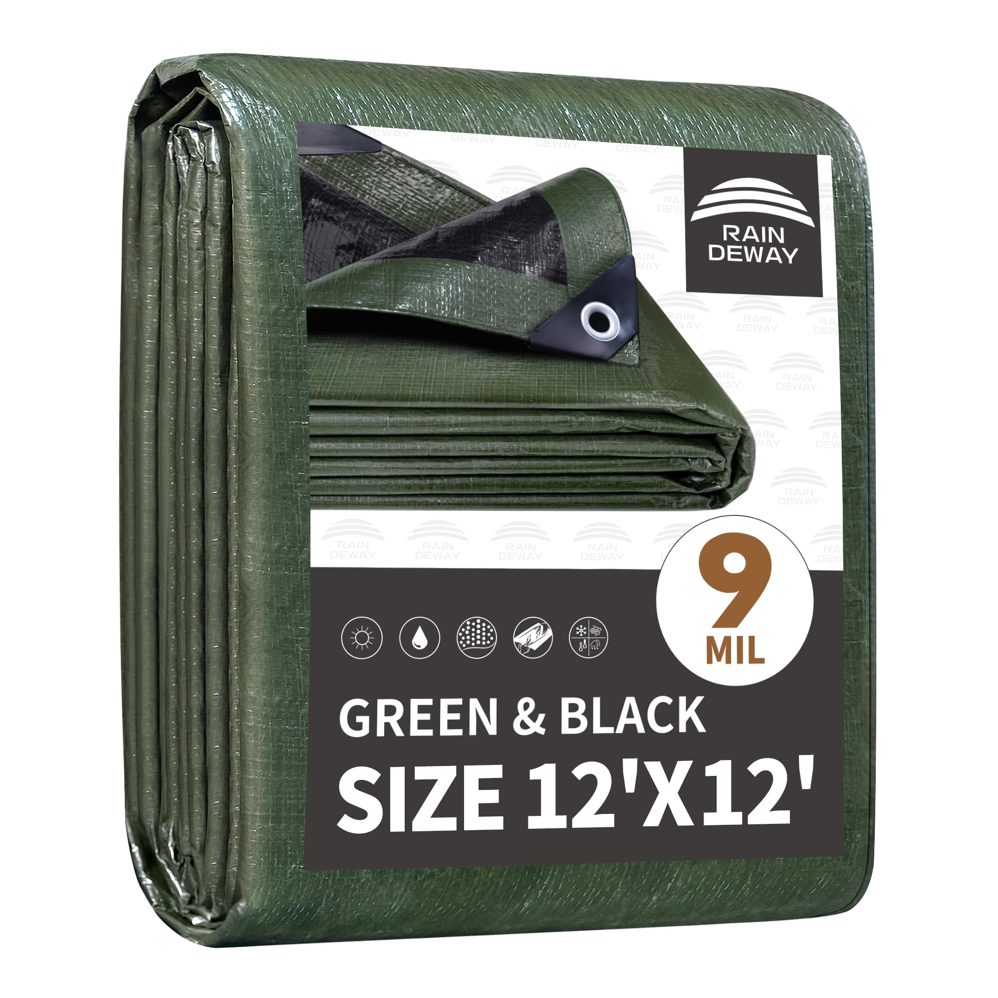 RAINDEWAY 12x12 Feet Tarp Waterproof