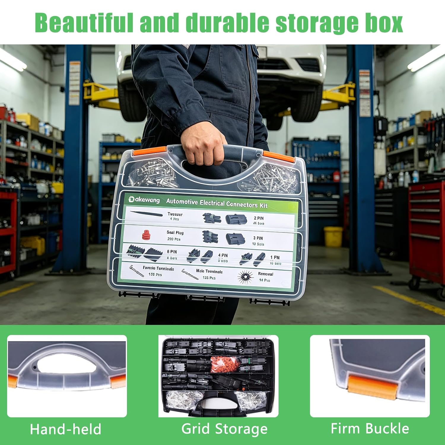53Sets Weather Pack Connectors Kit, Waterproof Automotive Electrical Connectors, 1/2/3/4/6 Pin Connector Wiring Plug Kit for 22-14 AWG with Ratchet Crimping Tool.