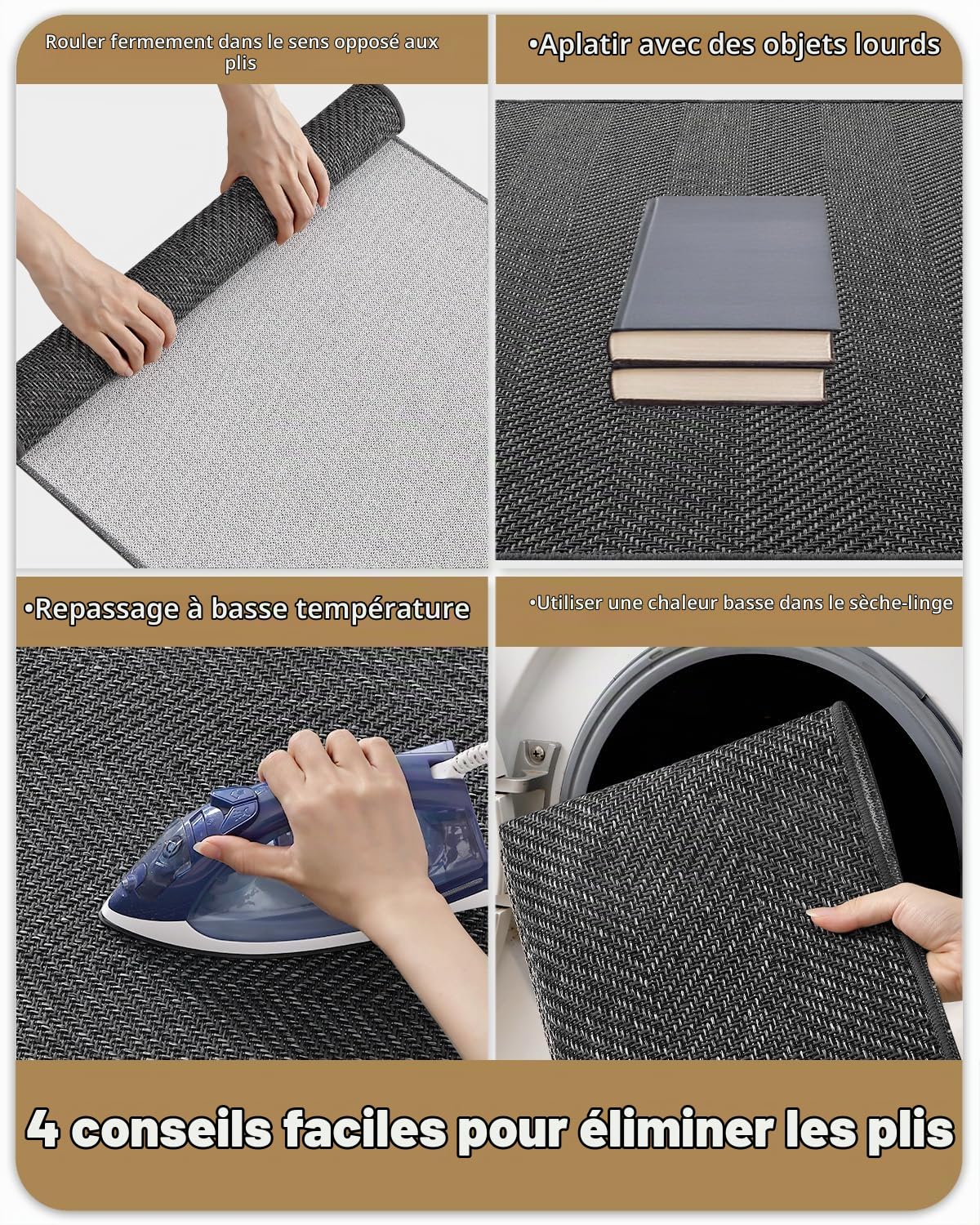COLOR&GEOMETRY Ultrafin Paillasson Interieur Entree 90 x 150 cm, Tapis Entrée Intérieur Antidérapant, Lavable en Machine, Tapis de Porte pour Entrée, Couloir, Gris Foncé, Emballage Plié