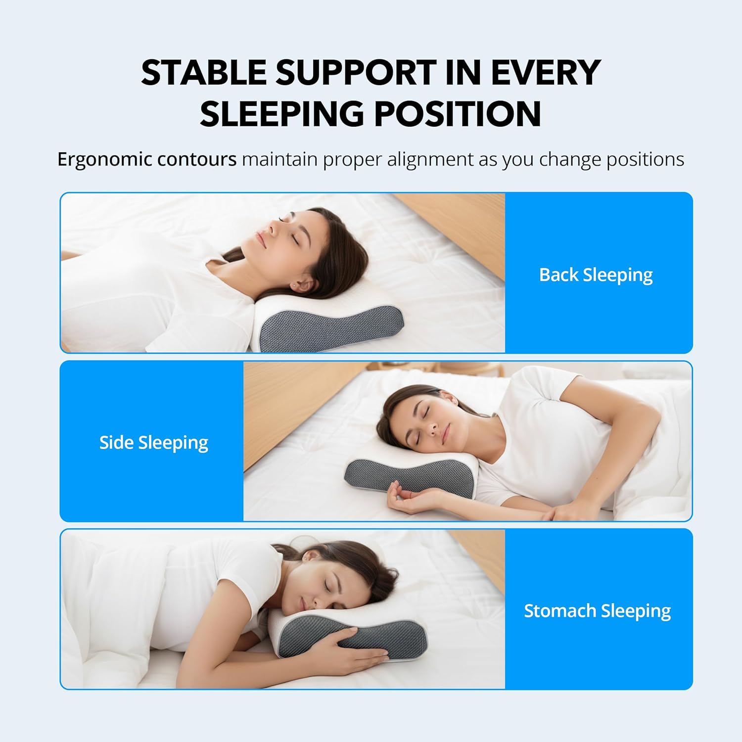 Cervical Pillow for Neck Pain Relief, Memory Foam Neck Pillow for Sleeping, Pillow for Side Sleeper, for Neck and Shoulder Pain, for Neck Support, Thin, Queen (19.7"×11.8"×3.9"/2.8")