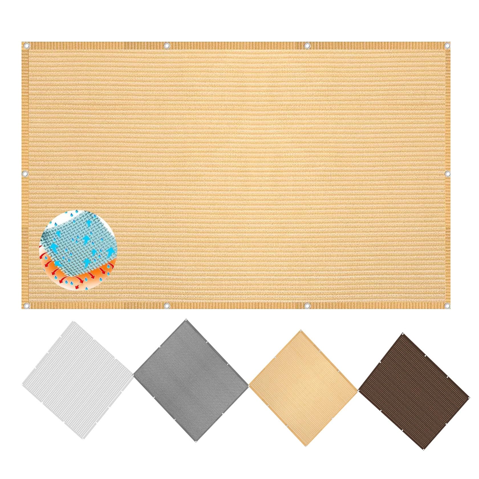 8m x 1m Sand Yellow UV Block Breathable Sun Shade Sail with Grommets Ideal for Garden Party and Outdoor Sun Shade High Density Polyethylene Awning for 98% UV Protection Large Size for Maximu