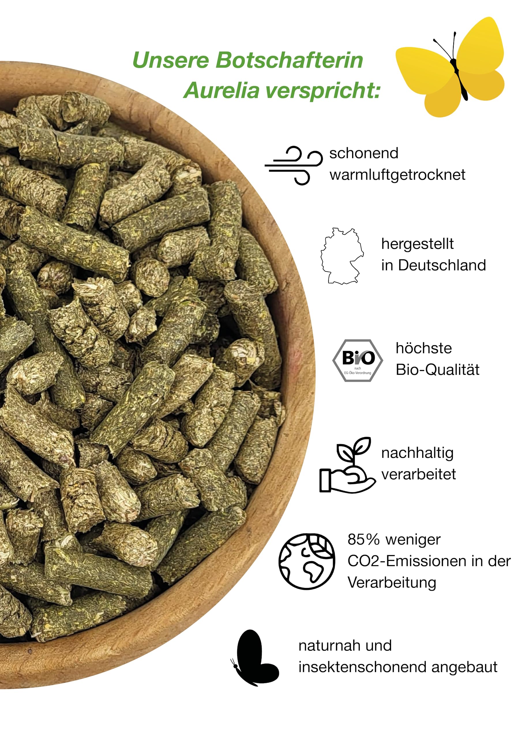 Heucobs Bio, Wiesencobs, WiesenGold® Bio KräuterHeu Pellets/Cobs (20kg) – Premium Pferdefutter, von artenreichen Kräuterwiesen, Melassefrei, ohne Zuckerzusatz, staubfrei, Bio Heupellets, Heu Cobs