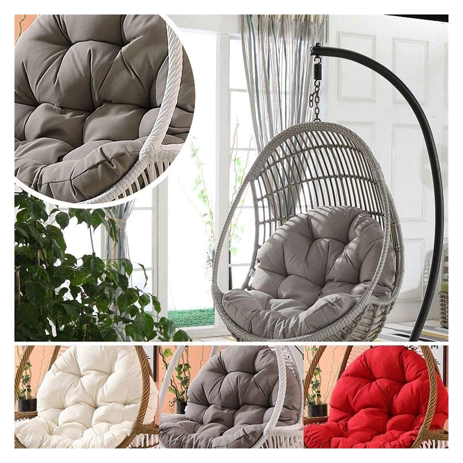 Earnmore Cojín Grueso para Silla Colgante para Silla, Banco, Hamaca de jardín, cojín de Asiento, Suave, para Interiores y Exteriores, con Respaldo