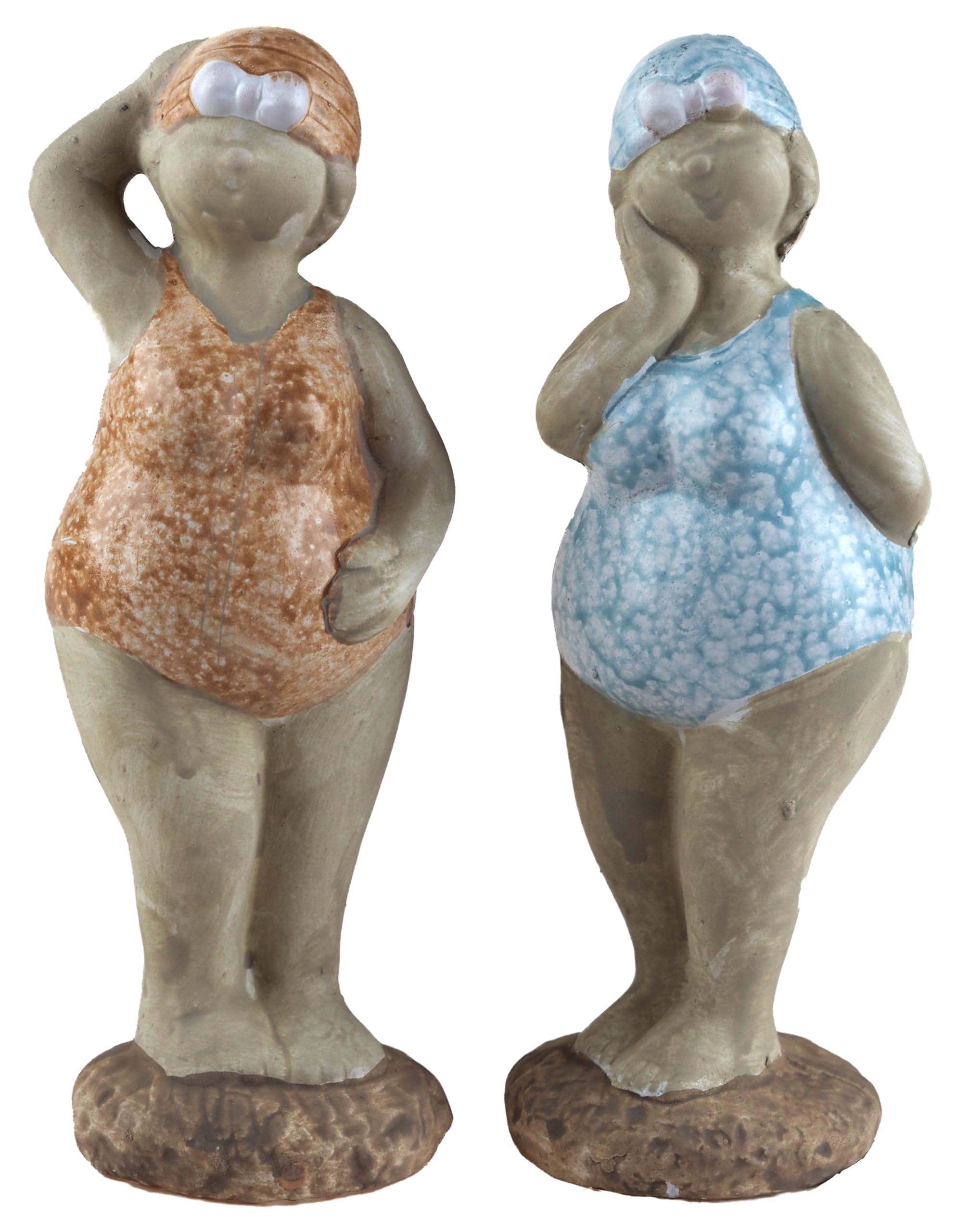 Bwg Blue/Orange 19Cm Curvy Swim Lady Beach Dippers Novelty Ornaments - Set Of 2