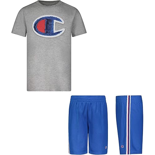 Champion Boys 2 Piece Photoreal Short Sleeve Tee Shirt and Mesh Short Set Kids Clothes