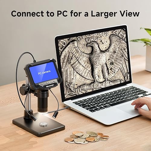 Miniatura 6 de Microscopio digital USB - Profesional con 8 luces, alta resolución, para la inspección de la placa de circuito de recolección de monedas