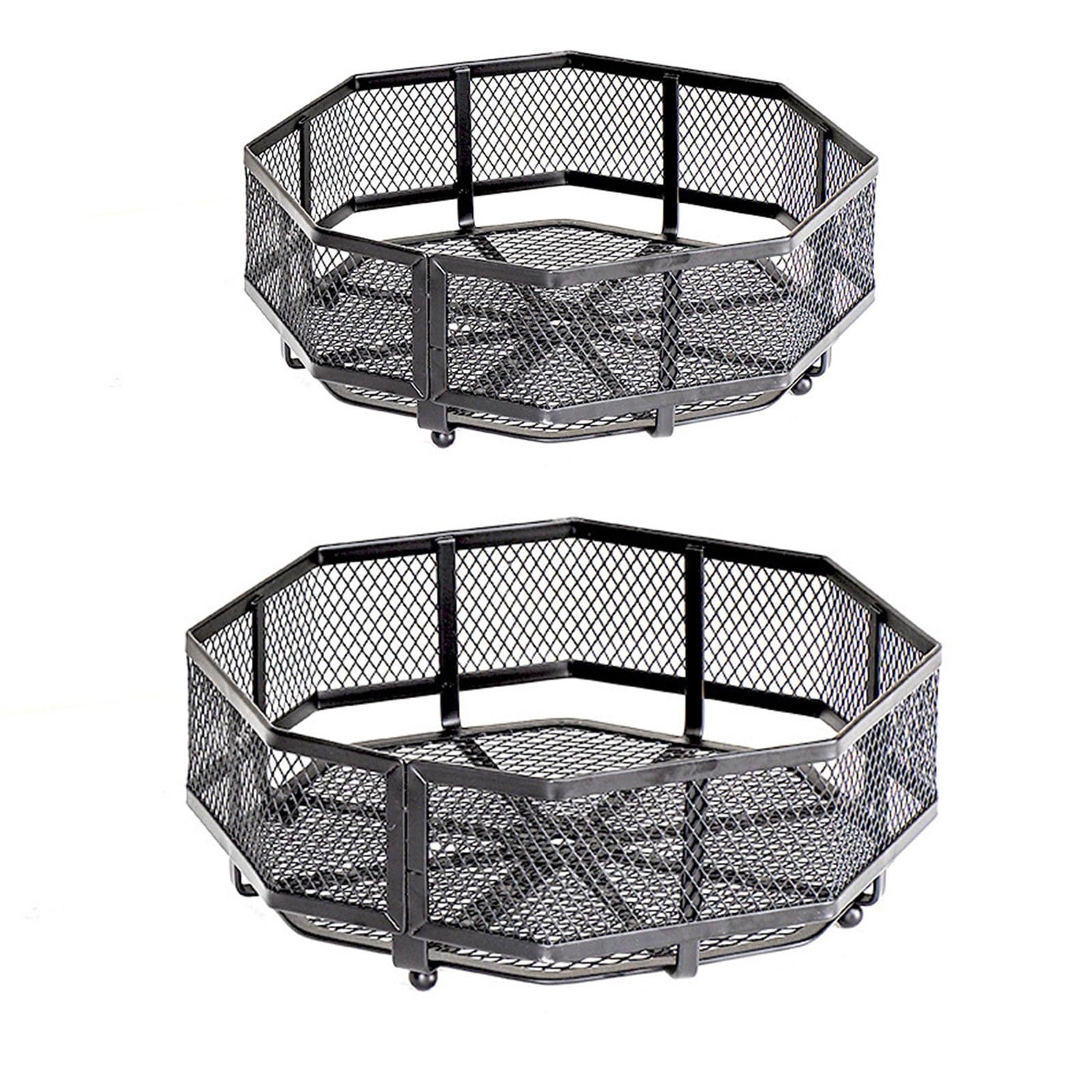 CUNZJIA Pack of 2 Desktop Fruit Basket Metal Storage Bins for Kitchen and Use Carbon Steel Snacks Vegetable Holder