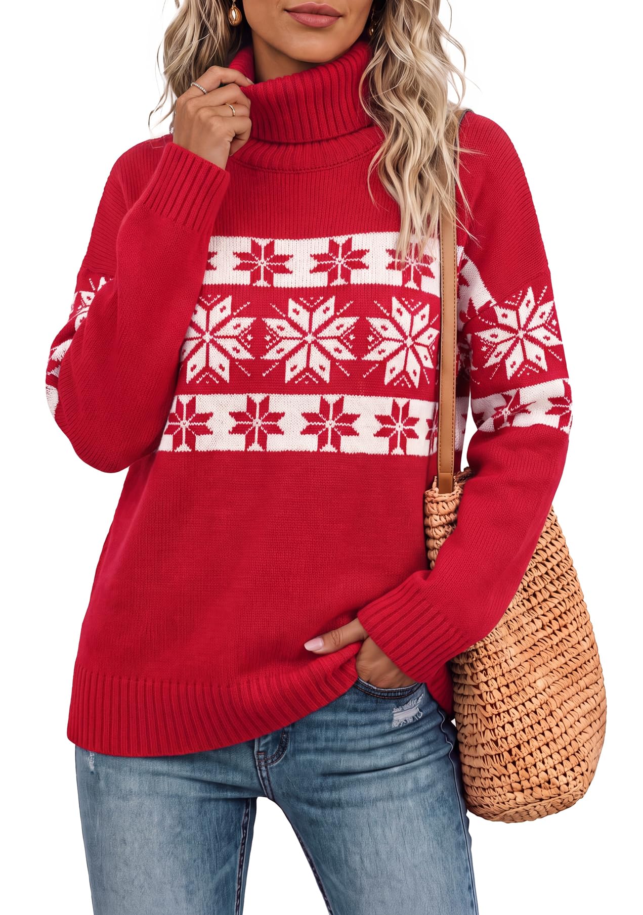 Jouica Women 2026 Fall Turtleneck Chunky Oversized Tunic Sweaters Pullover