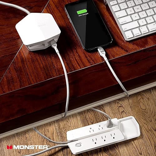 Miniatura 22 de Monster Power Center Vertex XL Protector de sobretensiones con regleta de alimentación desmontable, 10 salidas de CA, 2 puertos USB-A y 1 puerto
