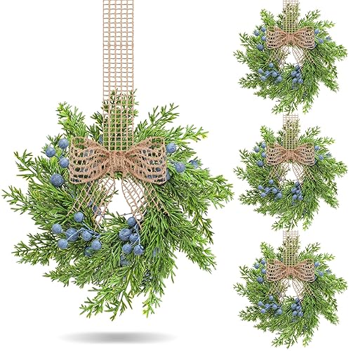 12 Pcs Artificial Blue Berry Mini Wreaths Small Vintage Kitchen