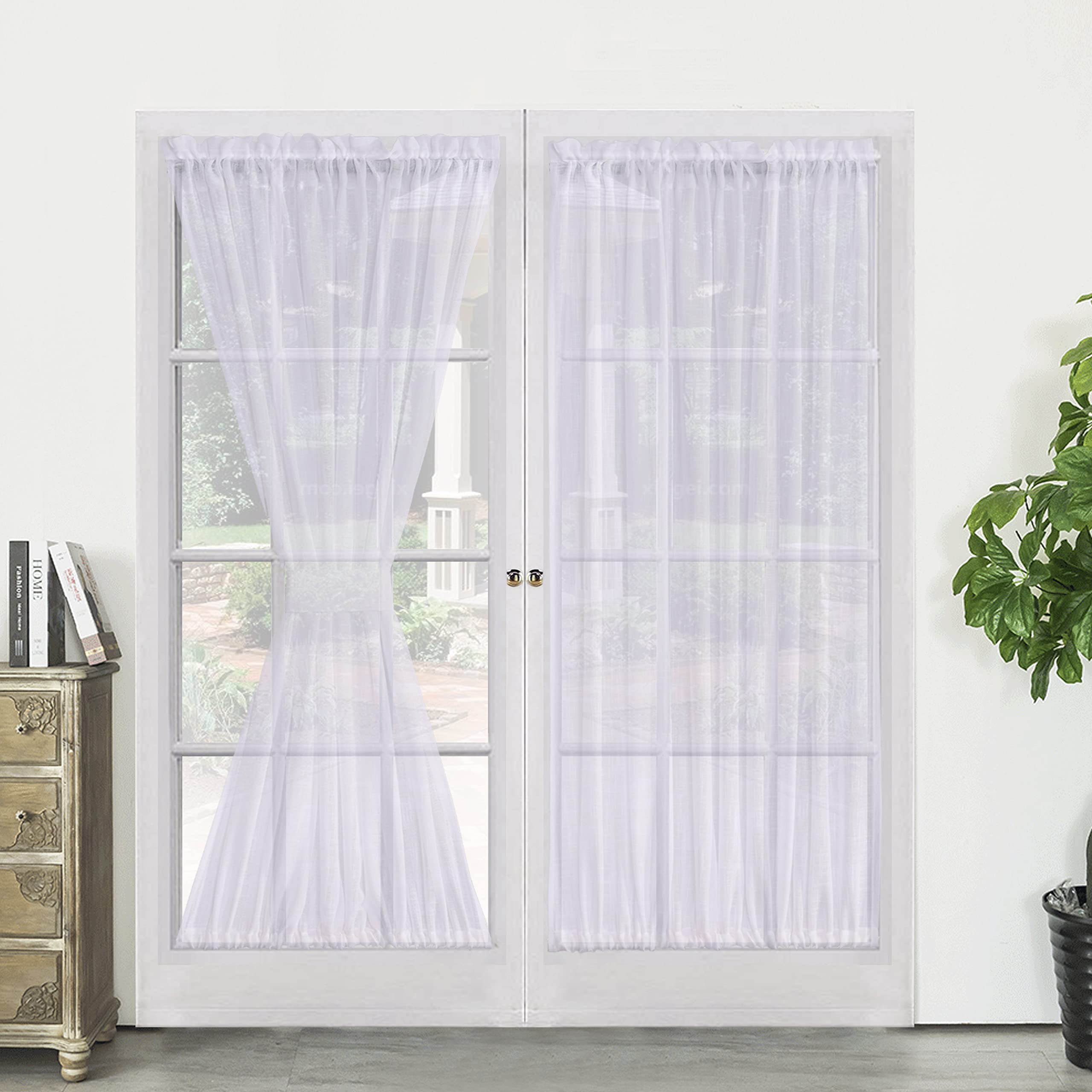 Buy Demetex Semi Sheer French Door Curtains 72 inch Length White Back