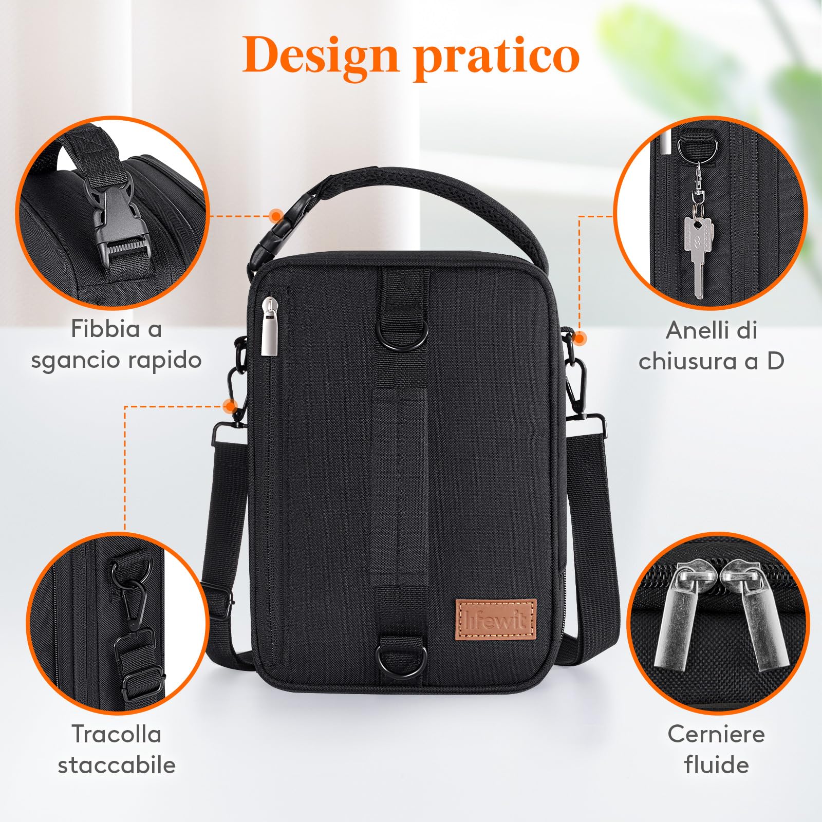 Lifewit Borsa Termica Porta Pranzo, Borsa Termica Portatile Espandibile con Tracolle e 2 Borse Termiche, per Donne e Uomini, per Lavoro e Scuola, 6.5L, Nero