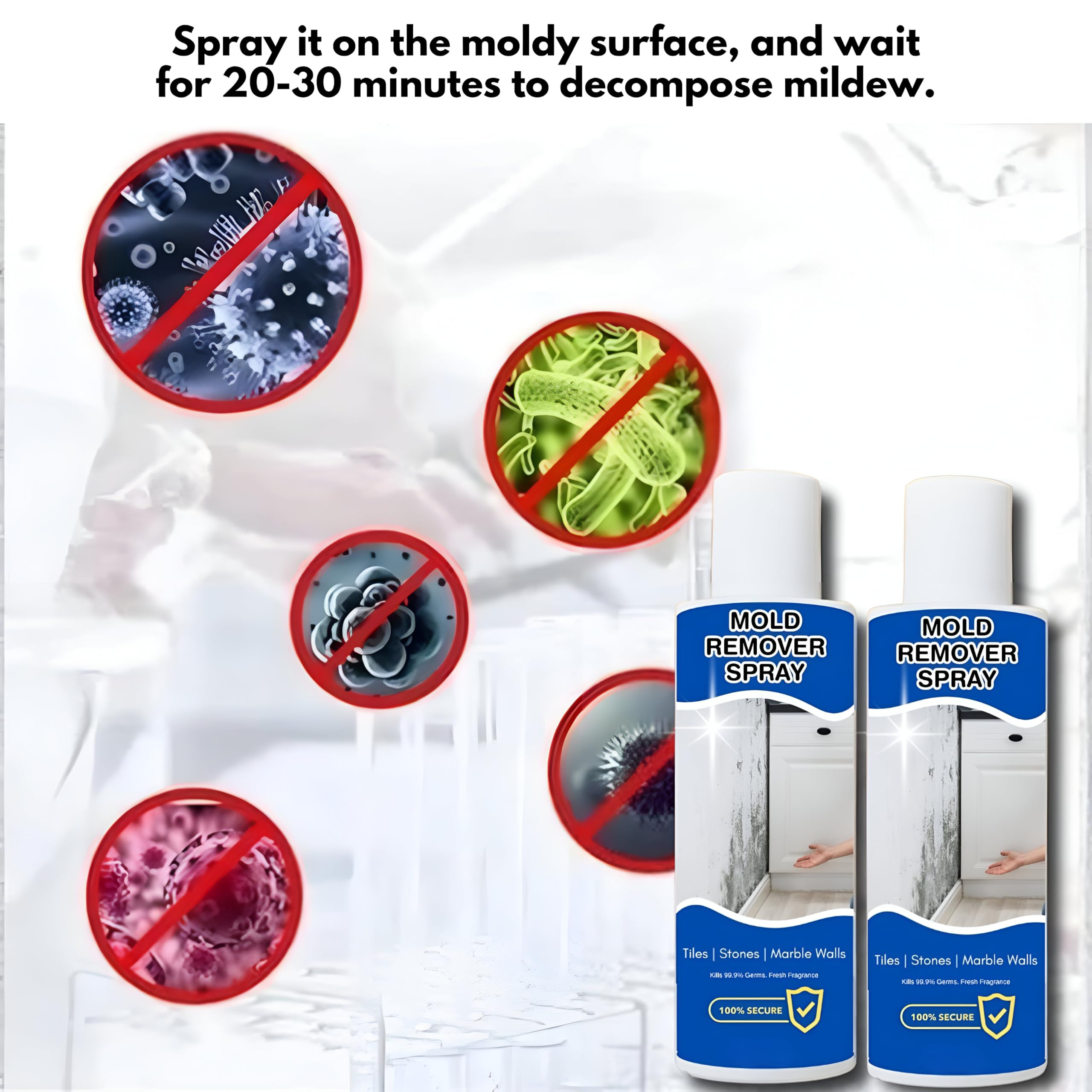 Mold Removal Spray - 100ml - Fast Acting & Effective on Walls, Ceilings, Tiles & Bathroom Surfaces - Removes Stubborn Mold 2