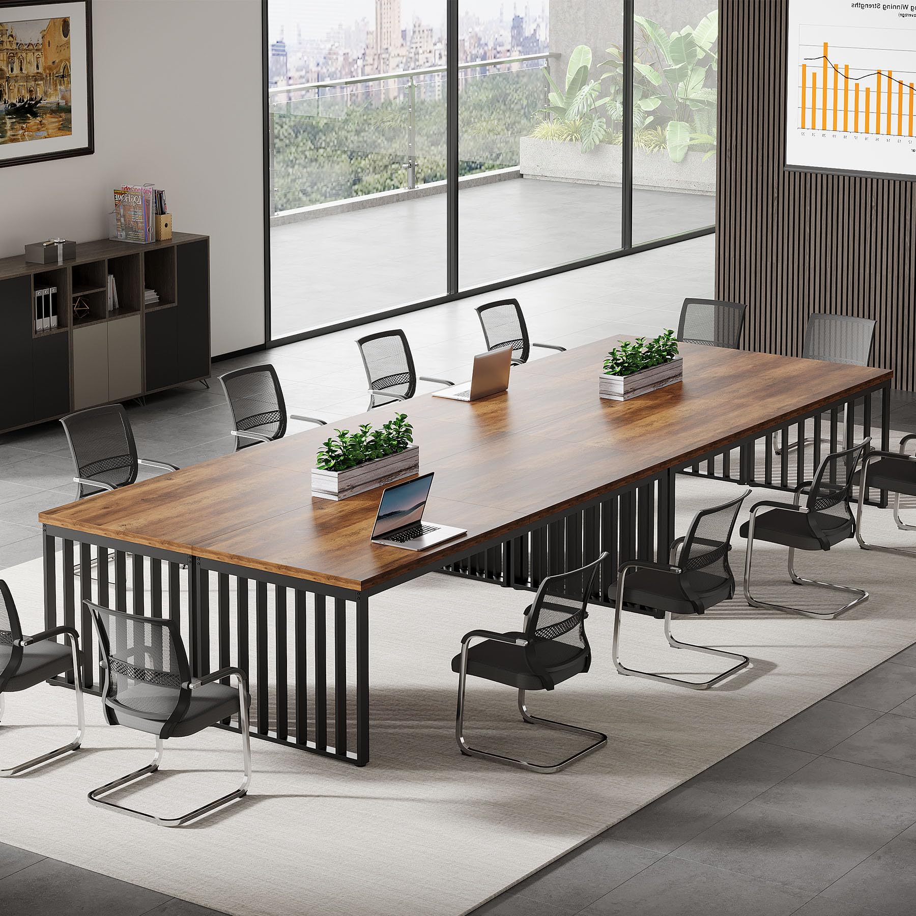 Tribesigns 6.5 ft Conference Table, Small Conference Room Table for 4, Industiral Long Meeting Table with Metal Legs for Seminar, Business or
