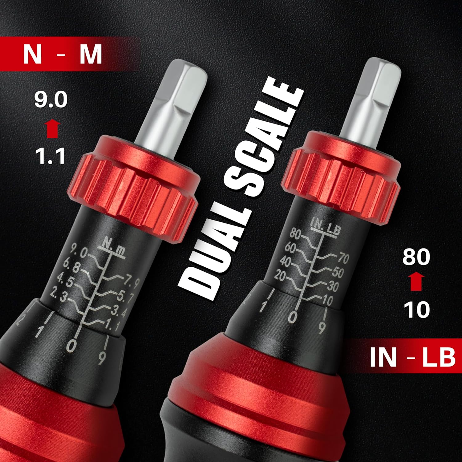 Torque Screwdriver 10-80 In.Lb, Inch Pound Torque Screwdriver Set with 1/4" Bit Holder, Flat, Hex, Torx and Philips Bits,Suitable for DIY Bicycle Maintenance, Pecision Tool,Mechanical