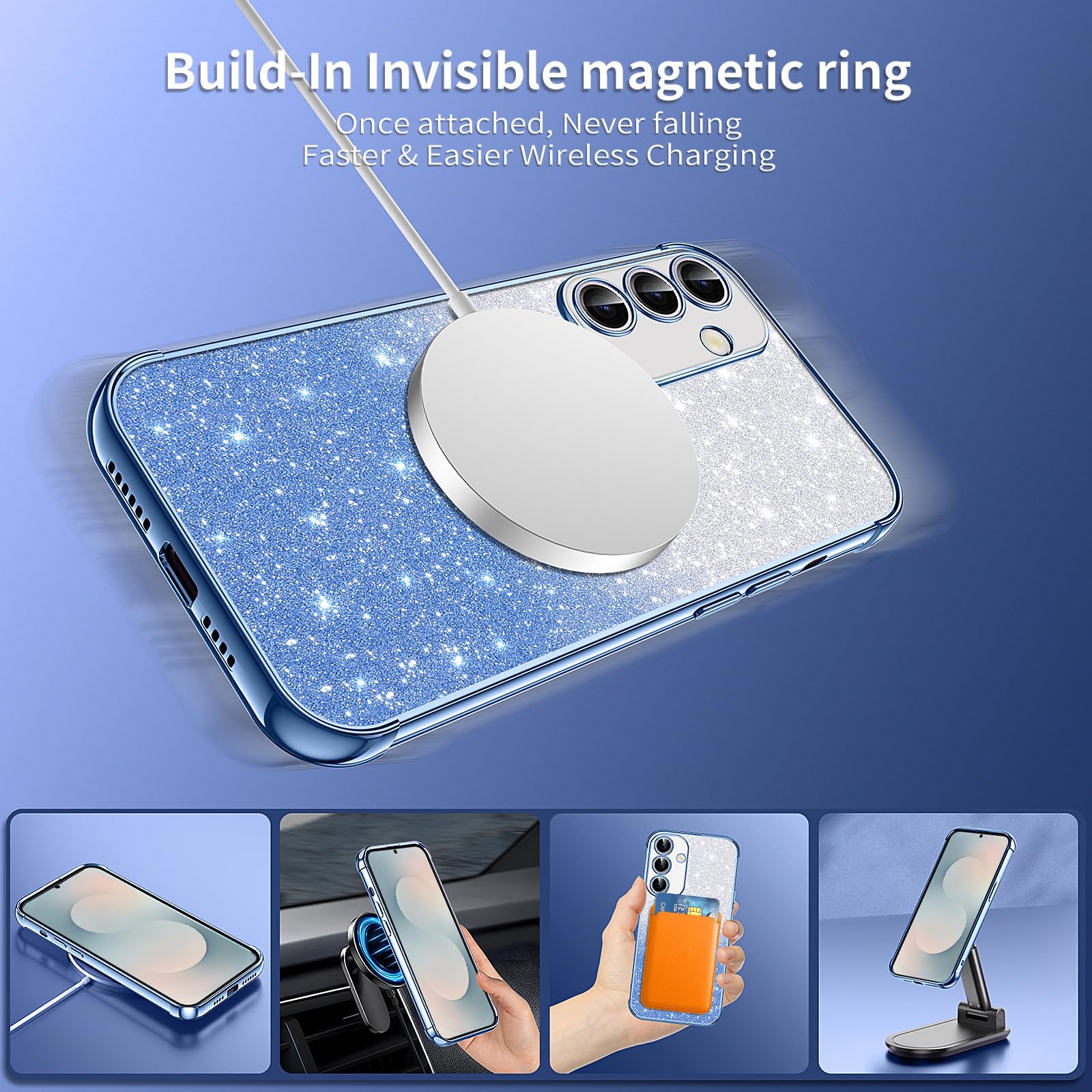 Phoona Etui do Samsung Galaxy S25 FE 5G, magnetyczne etui na telefon komórkowy kompatybilne z MagSafe, nie żółknie, odporne na zarysowania, pełna ochrona ciała, błyszczące etui do Samsung S25 FE z 2