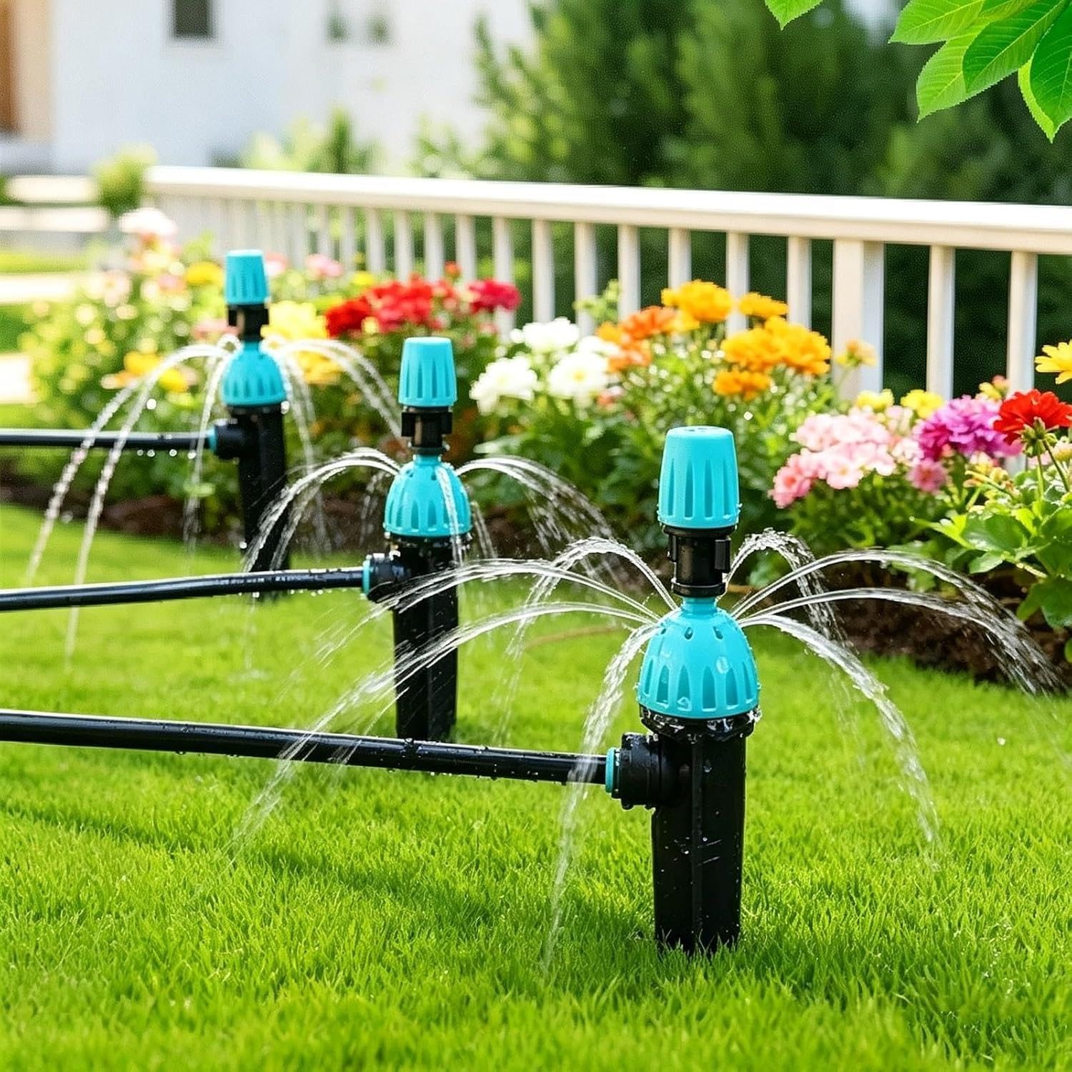 DIY Enfriamiento Nebulizadores Kit de rociador de agua automático, Boquillas de rociador ajustables Manguera de PE de longitud personalizada, 3 Modos de riego(140m/459.2ft)