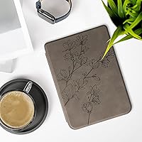 Vista 2 de kwmobile Funda compatible con Kobo Clara 2E / Tolino Shine 4 - Funda para lector electrónico - Magnolias Grey