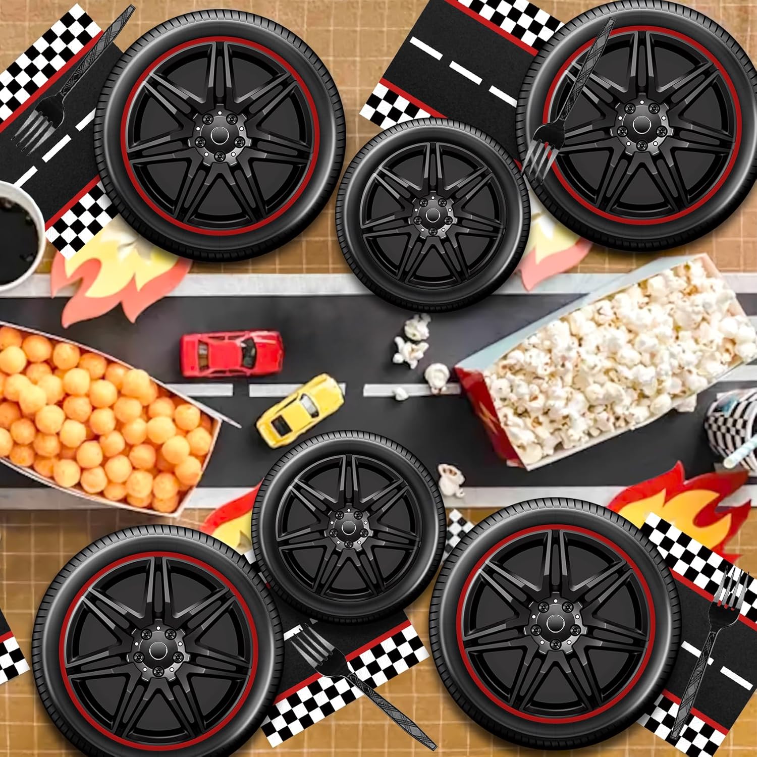96 Pcs Race Car Plates and Napkins Party Supplies Race Car Birthday Party Decorations Race Car Party Favors Race Car Party Supplies for Boys - Image 3