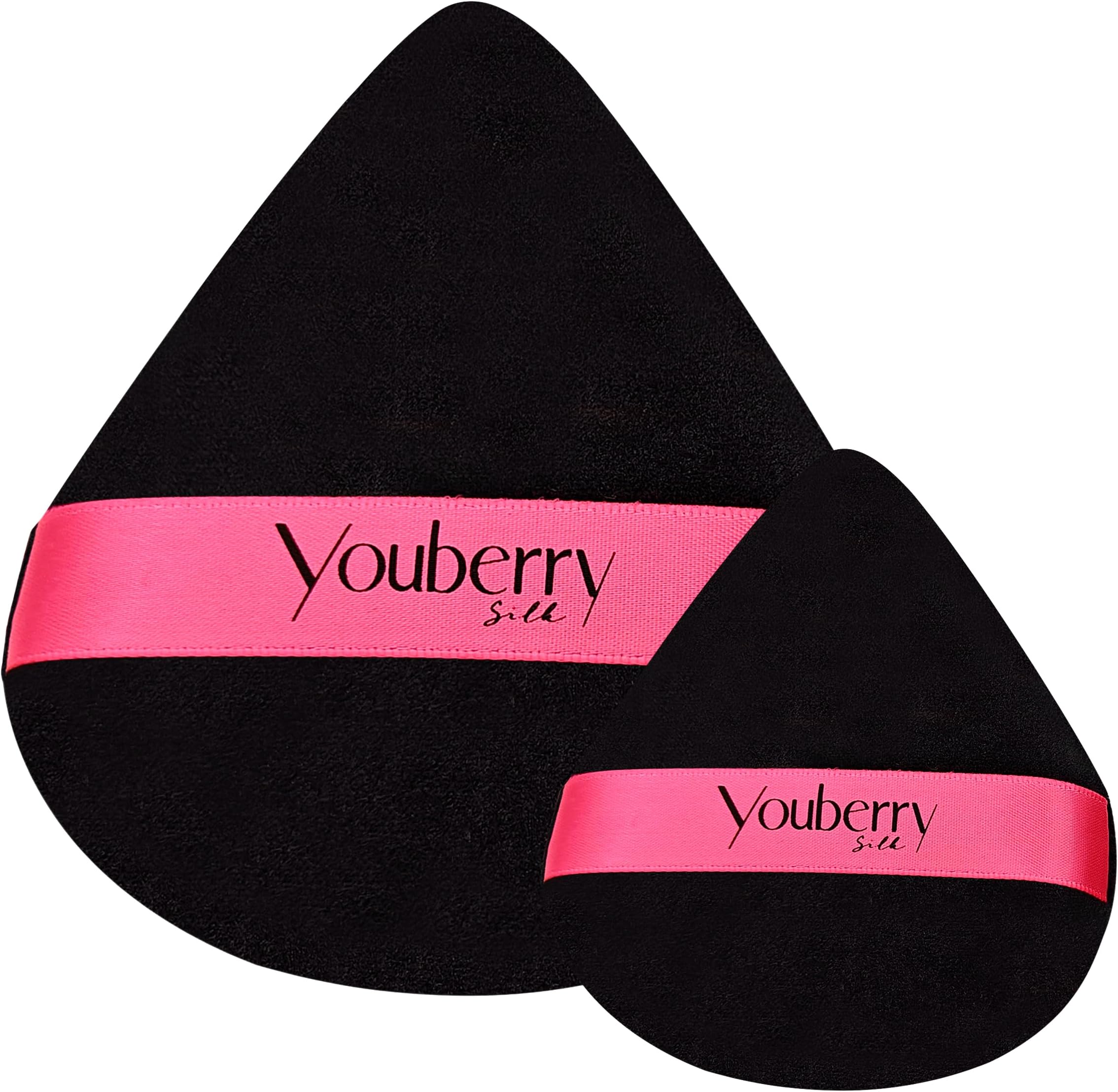 Powder Puff, 2 Pcs Triangle powder puff, DUO Small and Large powder Puff for pressed powder, Soft Velvet powder Puff for Flawless Makeup finish, Powder Puffs for pressed powder